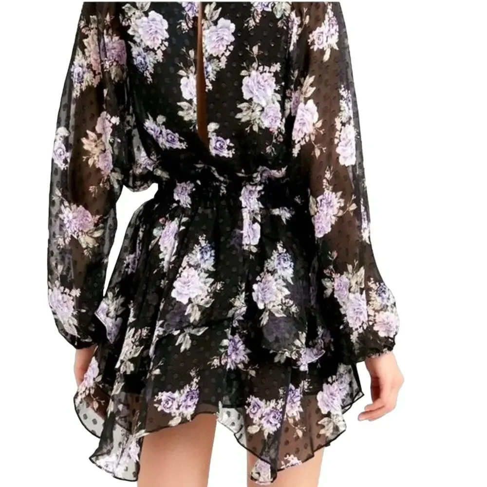 LoveShackFancy Kaia Silk Floral Mini Dress Size XS - Picture 3 of 13